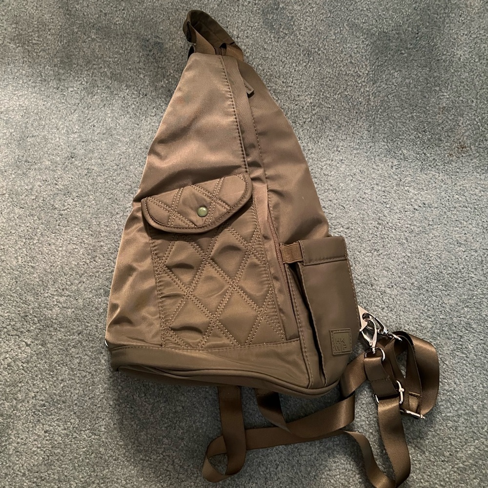 Brown Quilted Sling Backpack - Everyday Crossbody Bag